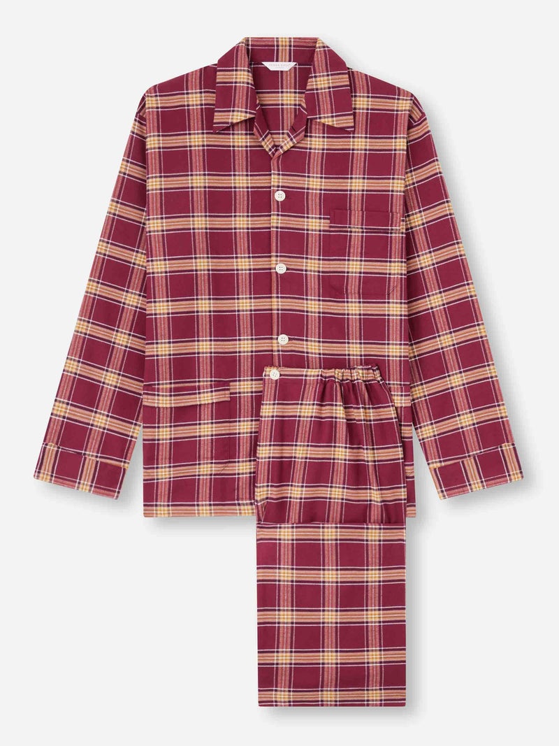 Men's Pajamas Kelburn 48 Brushed Cotton Burgundy - 1