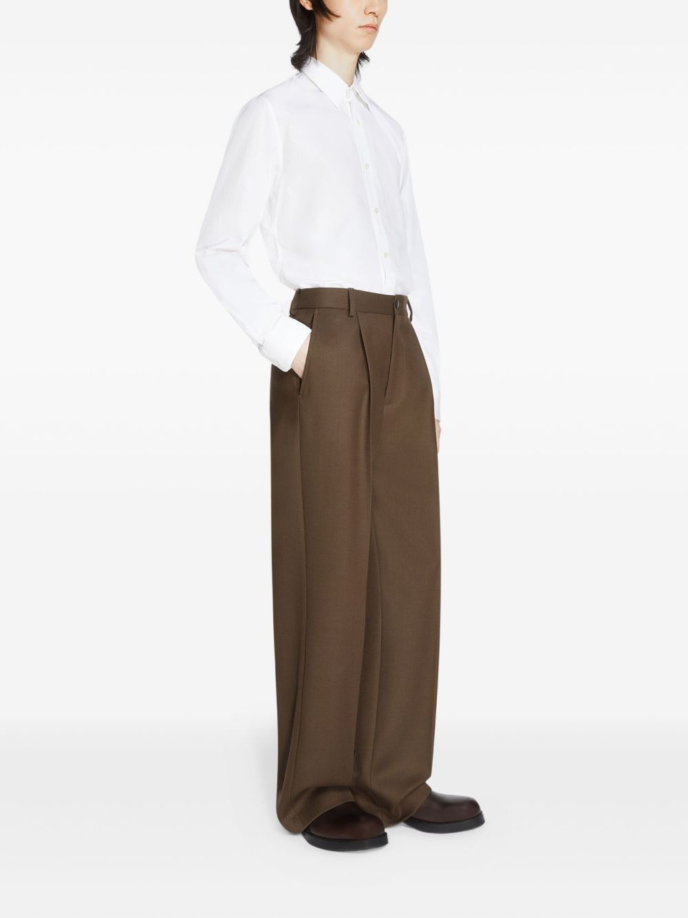 wool straight-leg trousers - 3