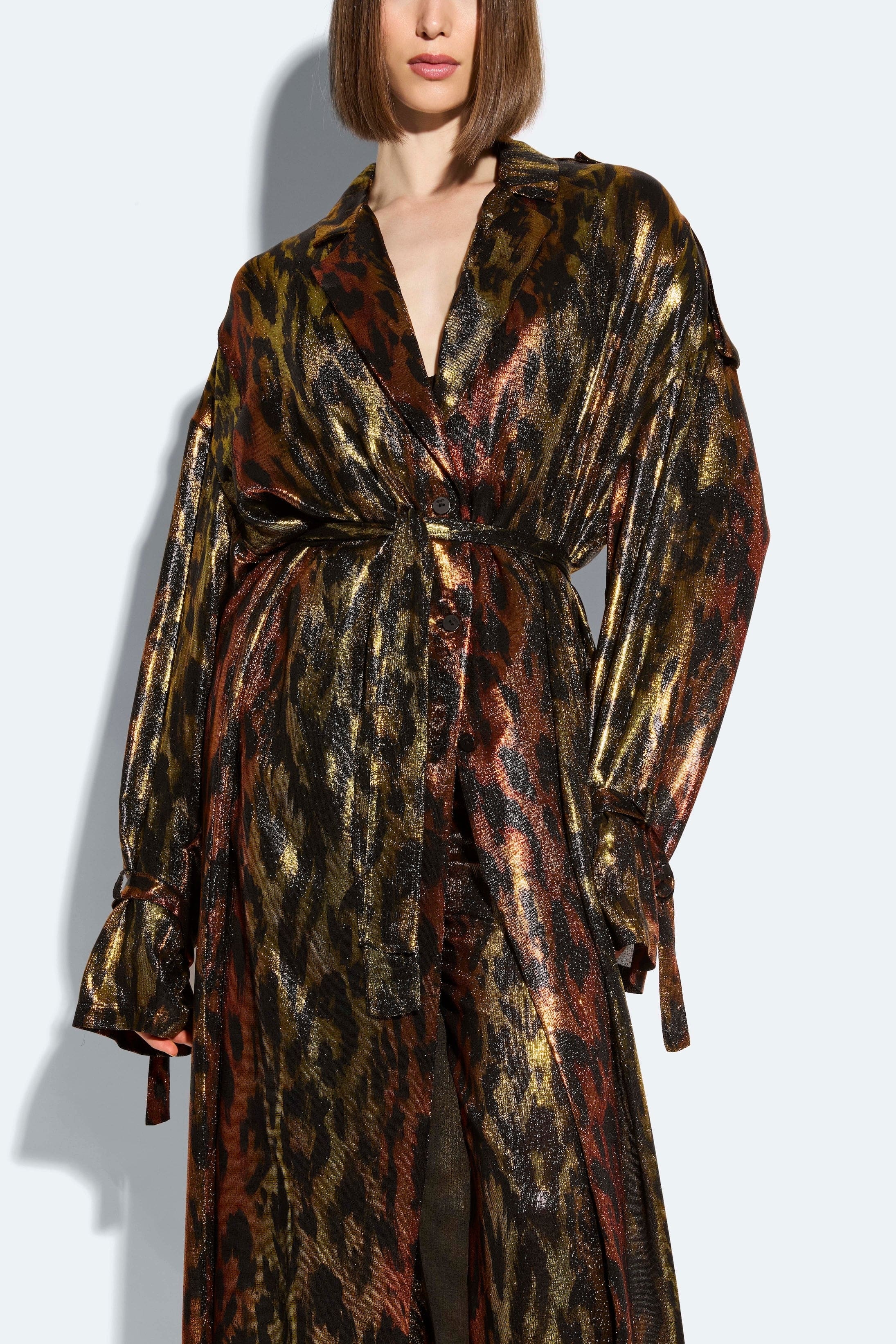 Lurex Leopard Trench Coat - 3