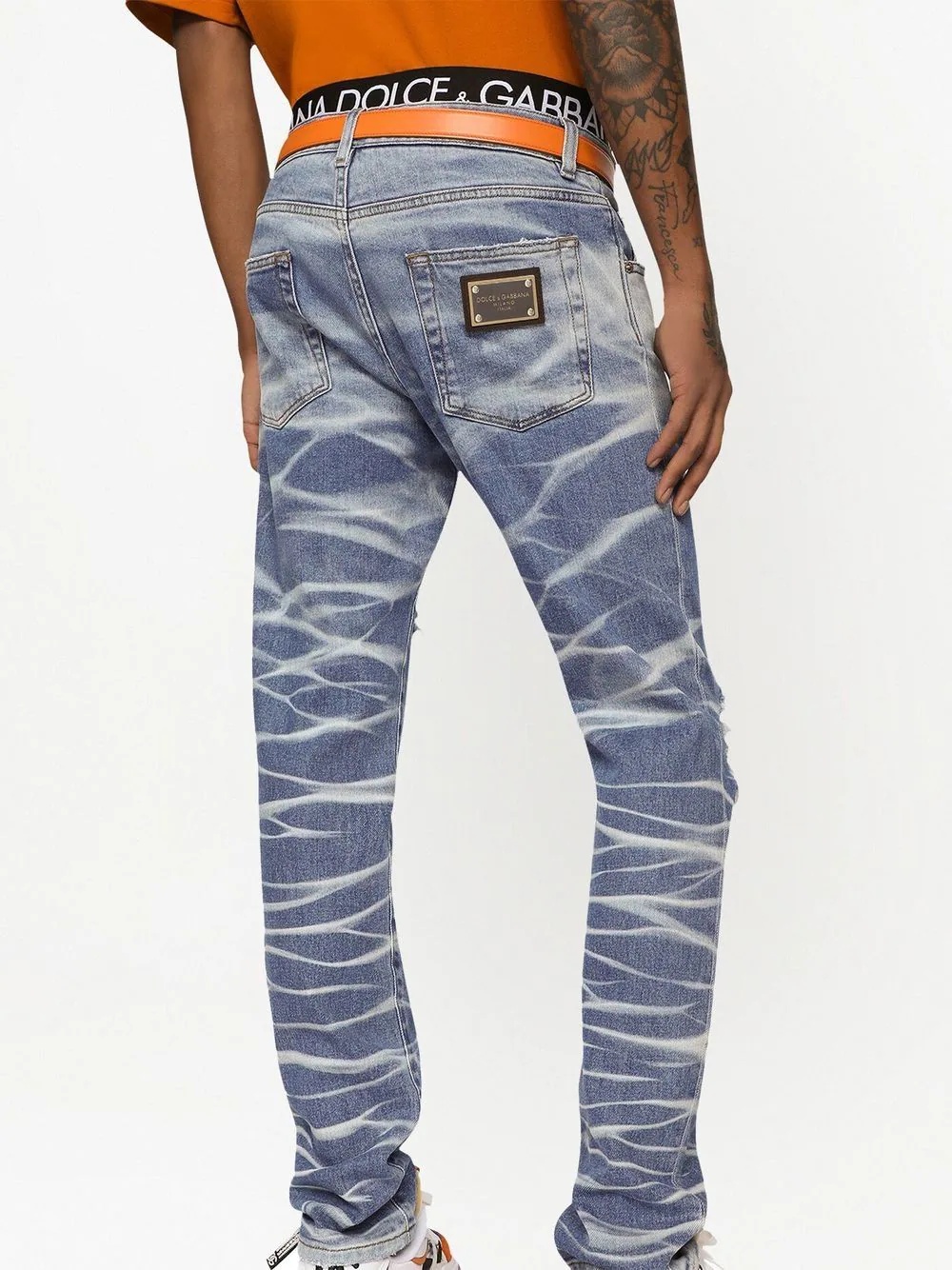 distress-detail slim-cut jeans - 5