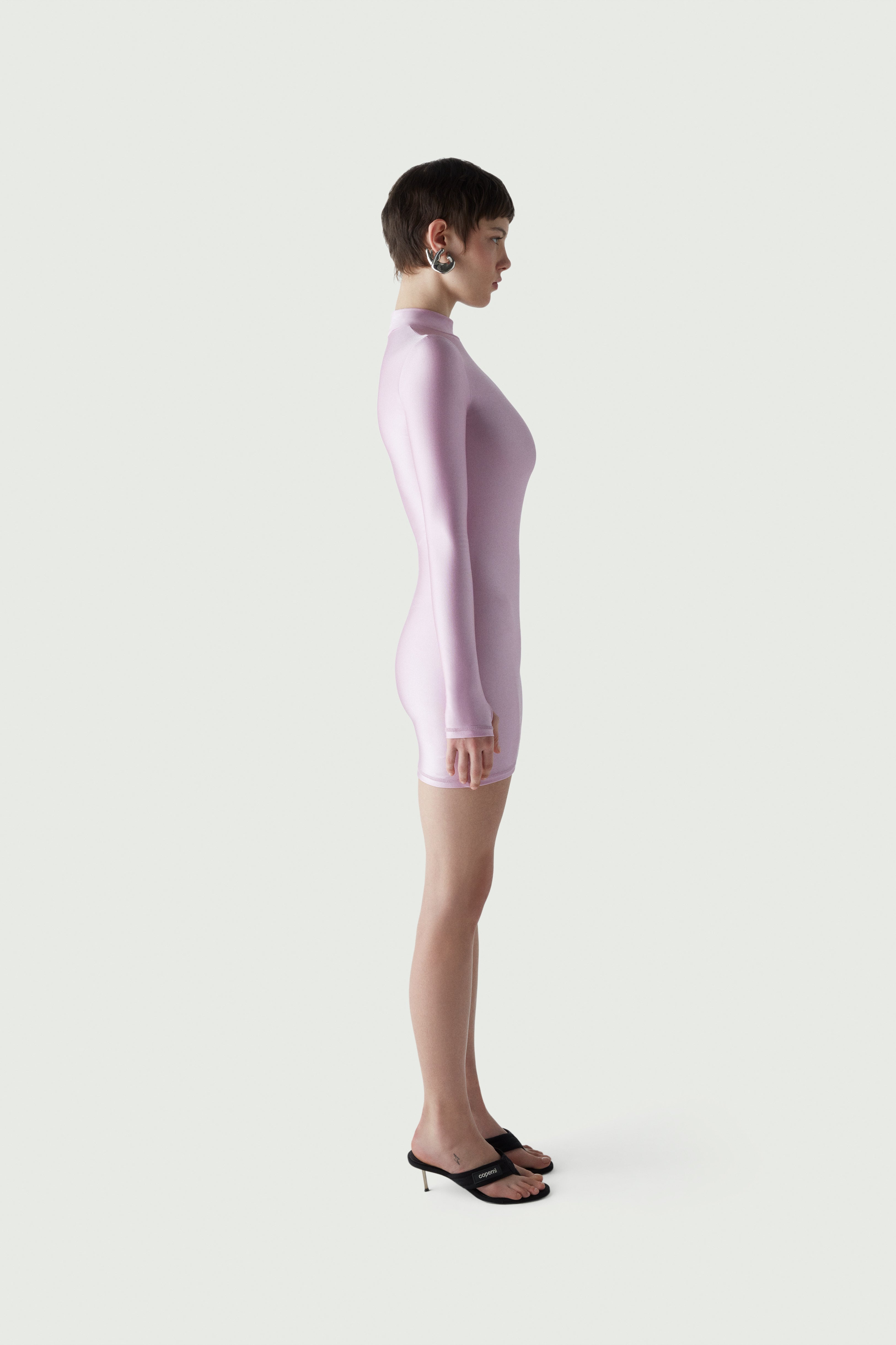 High Neck Fitted Mini Dress - 3
