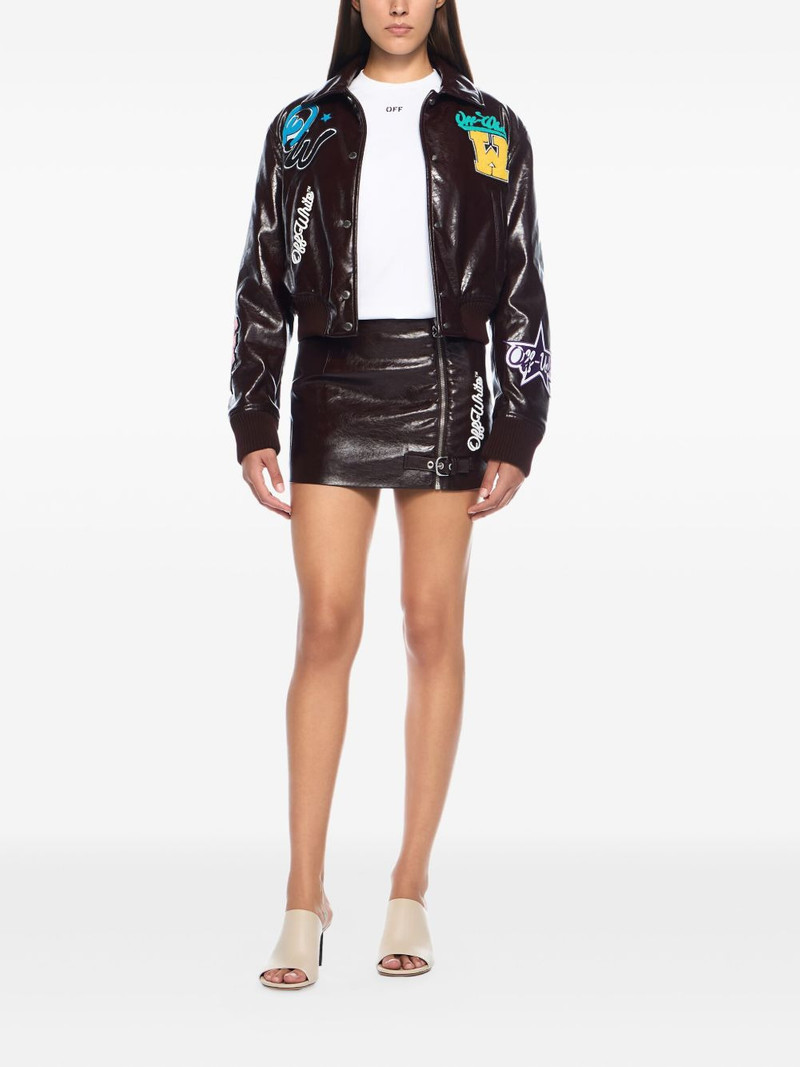 Off-White crinkle coated logo embroidery skirt outlook