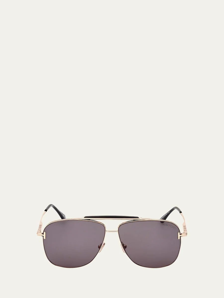 Jaden T Logo Metal Aviator Sunglasses - 1