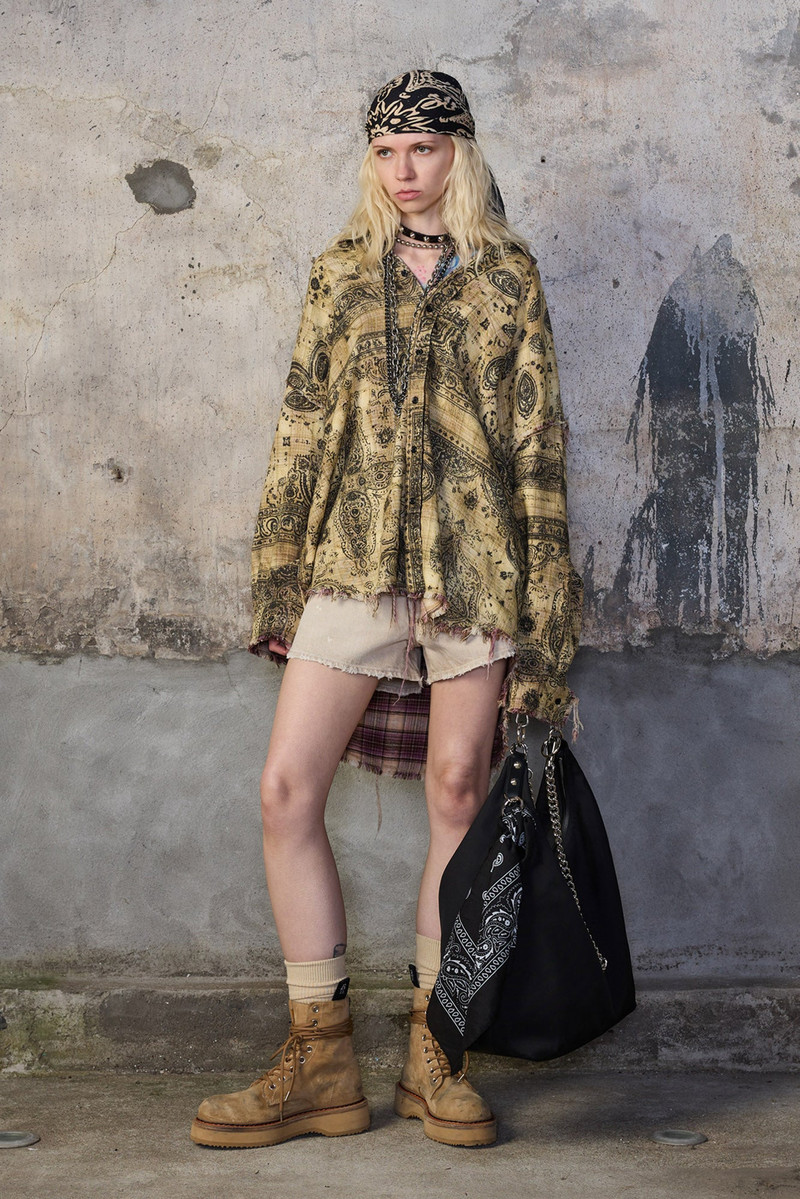 R13 SHREDDED SEAM DROP NECK SHIRT outlook
