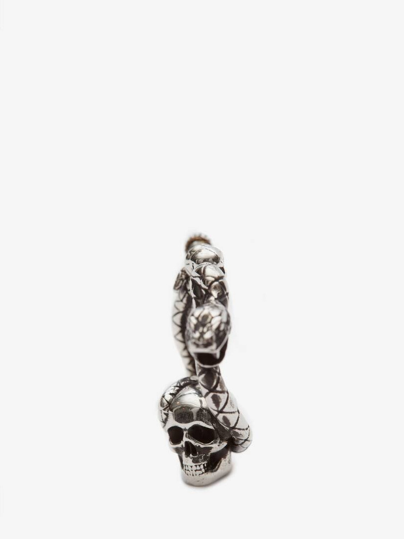 Alexander McQueen Skull And Snake Earring in Antique Silver outlook