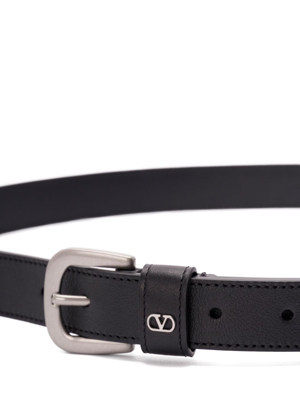 logo-plaque leather belt - 2