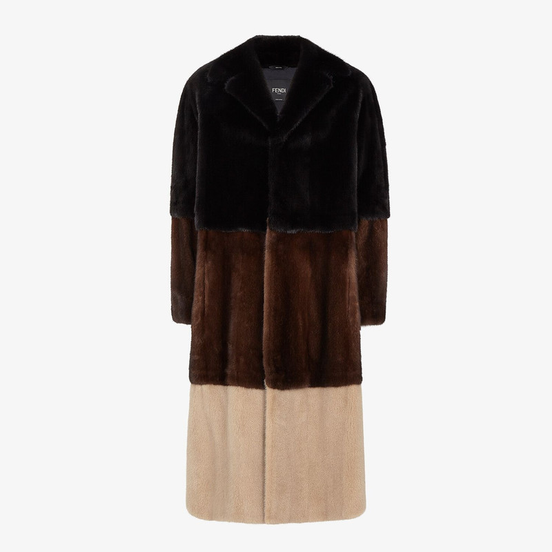 Multicolor mink trench coat 1