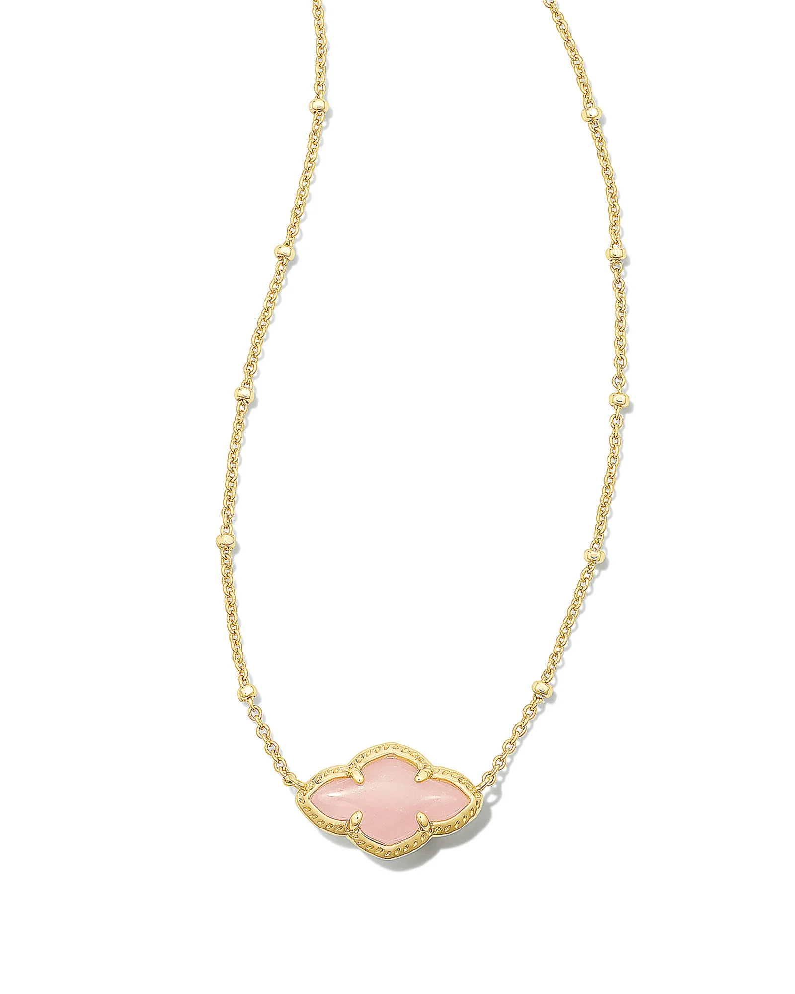 Abbie Gold Pendant Necklace in Rose Quartz - 1