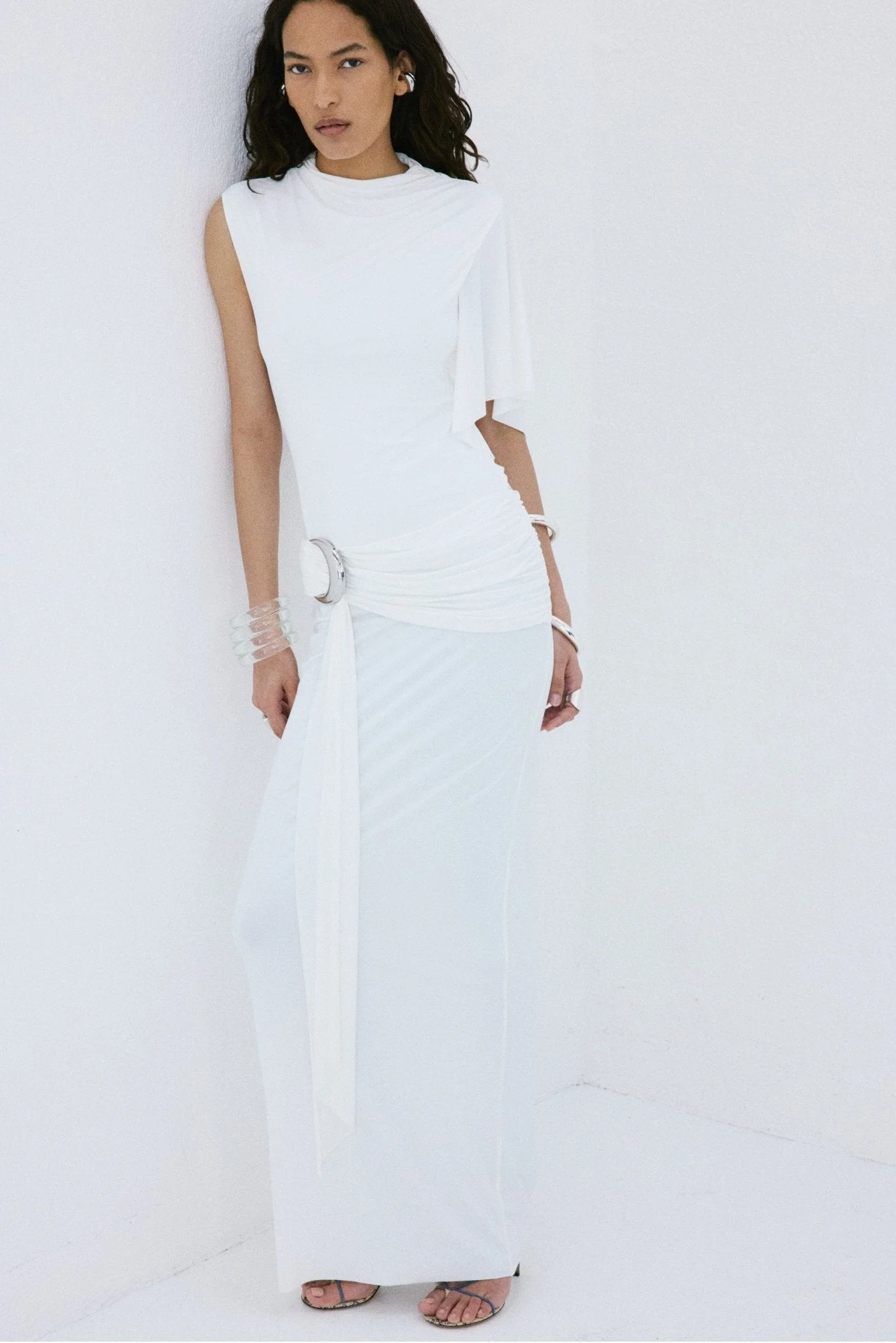TITAN MAXI DRESS IN IVORY SPANDEX JERSEY - 1