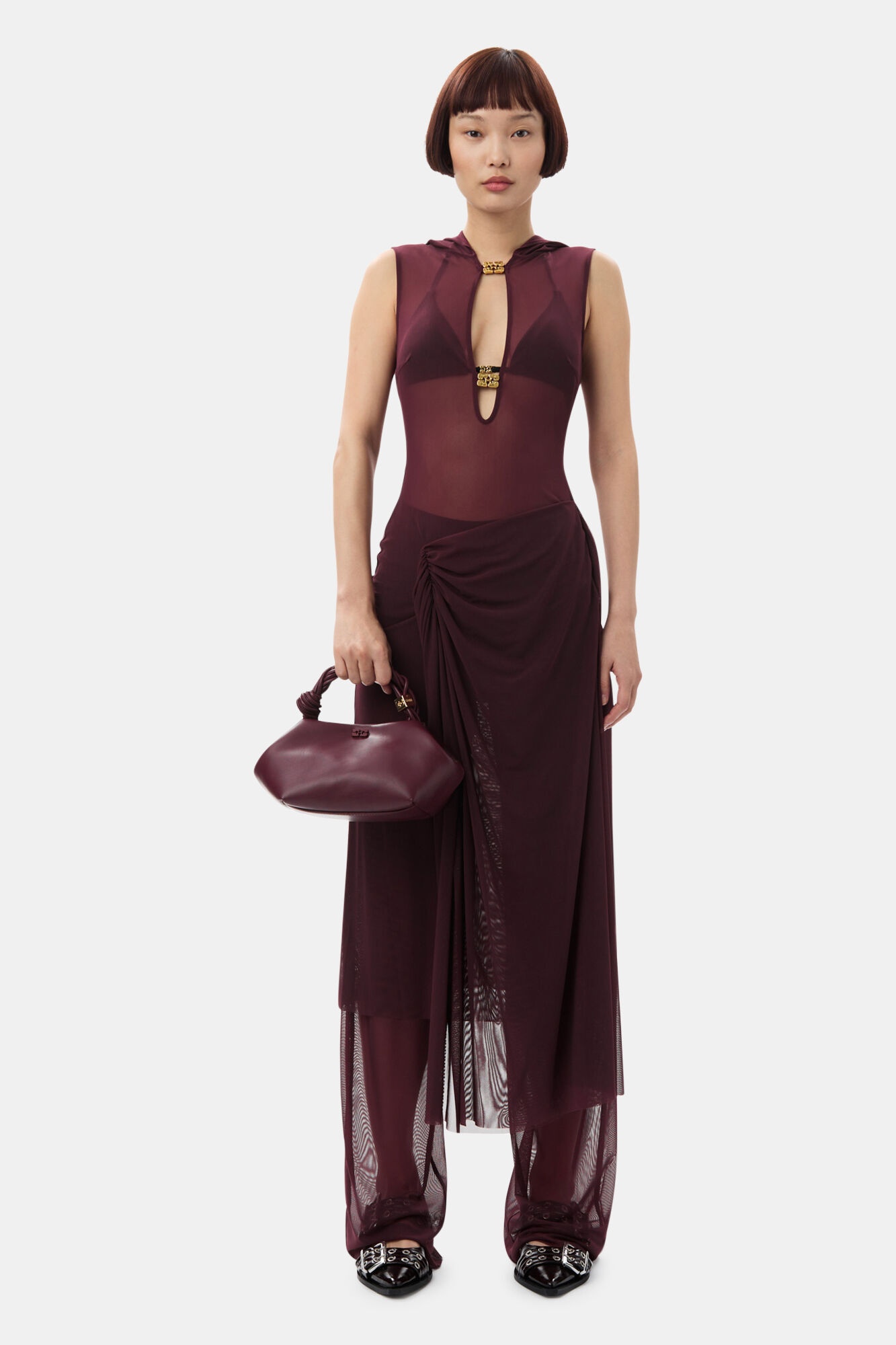 GANNI X PALOMA ELSESSER MESH STRAIGHT TROUSERS - 5