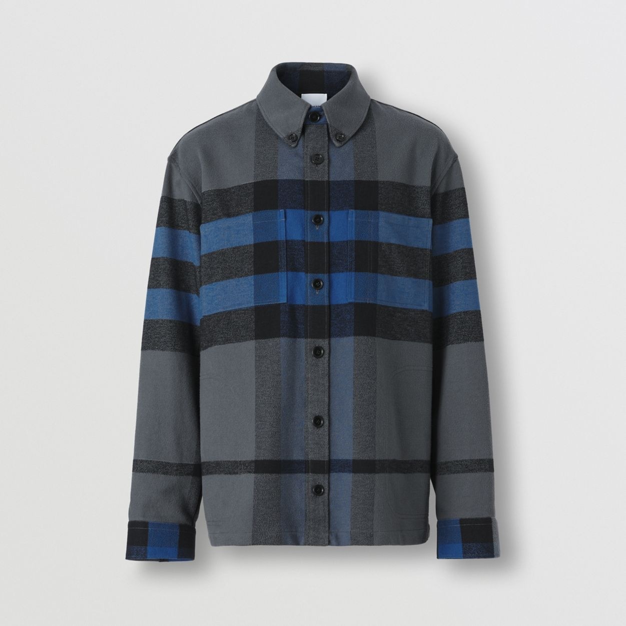 Button-down Collar Check Cotton Flannel Shirt - 1