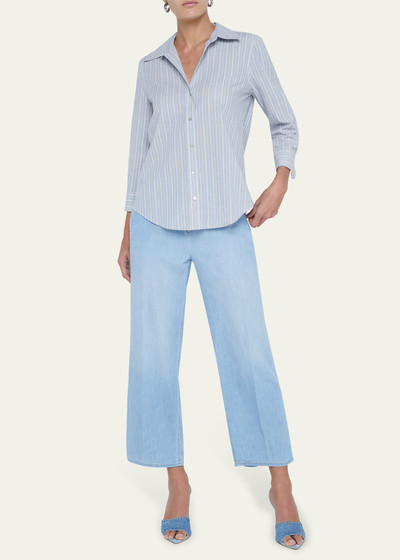 L'AGENCE Daniella Striped Three-Quarter Sleeve Shirt outlook