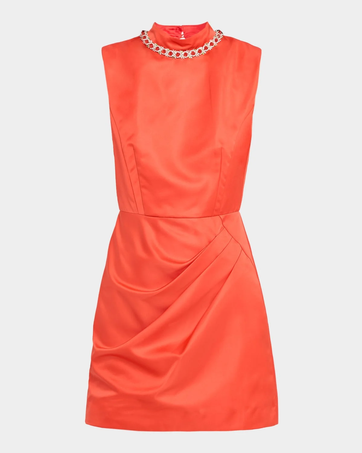 Floral Embellished Satin Mini Dress - 1