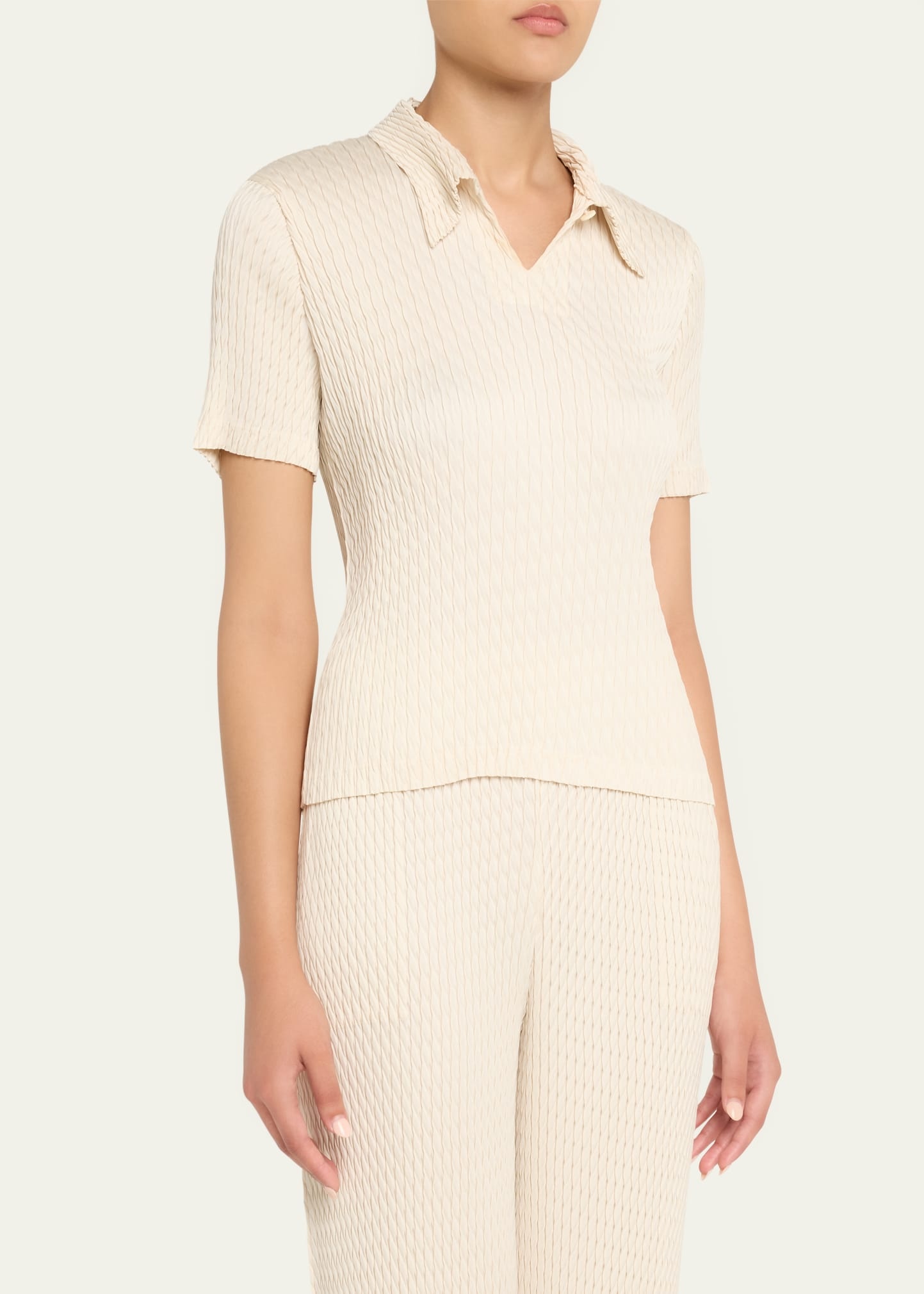 Sleek Pleats Polo Shirt - 4