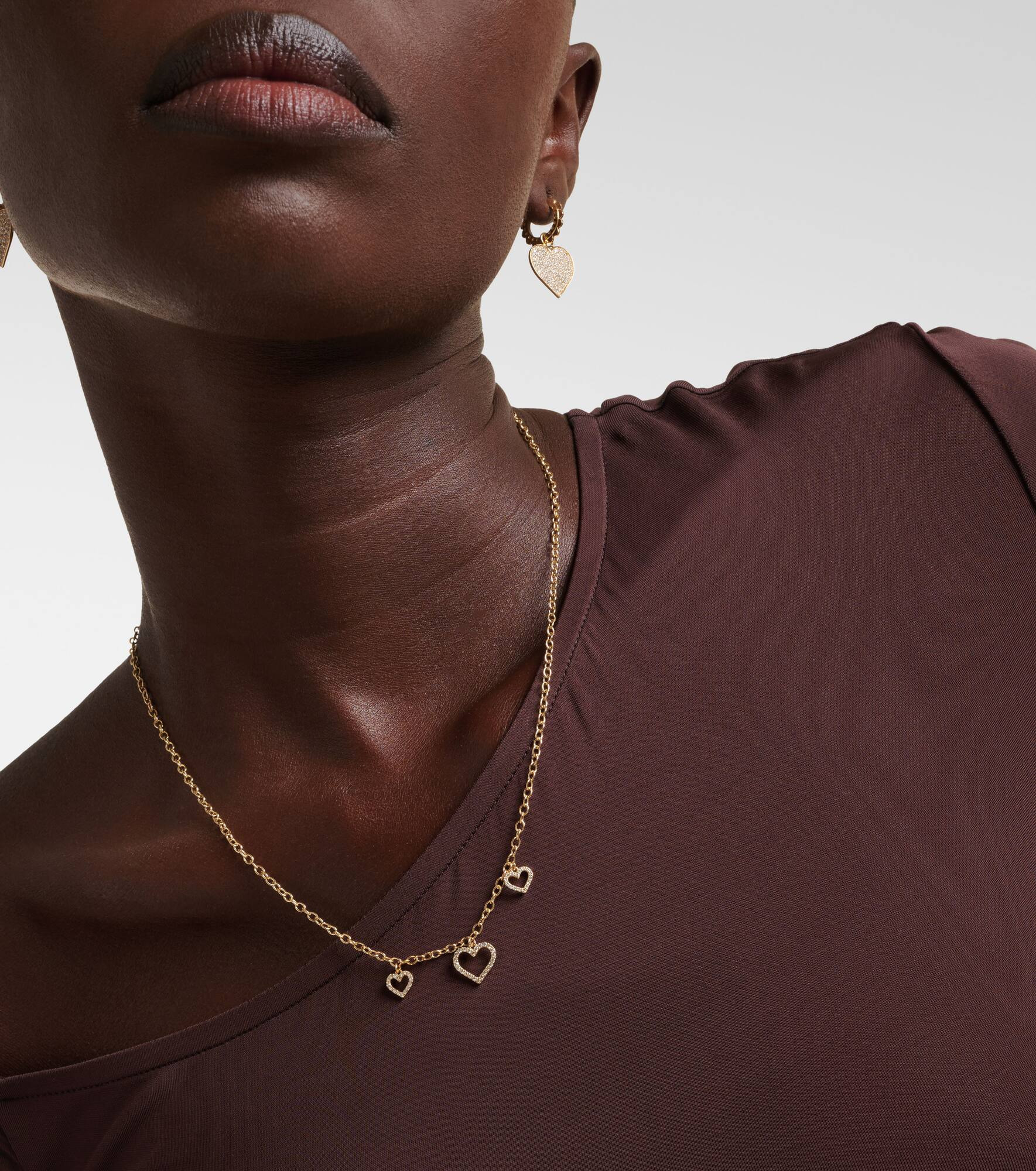 Three Hearts 14kt gold necklace with diamonds - 3