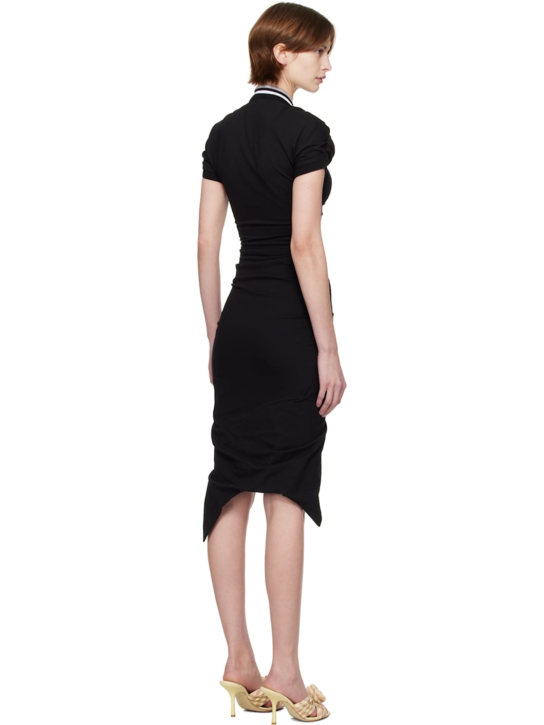 Black Pulling Midi Dress - 3