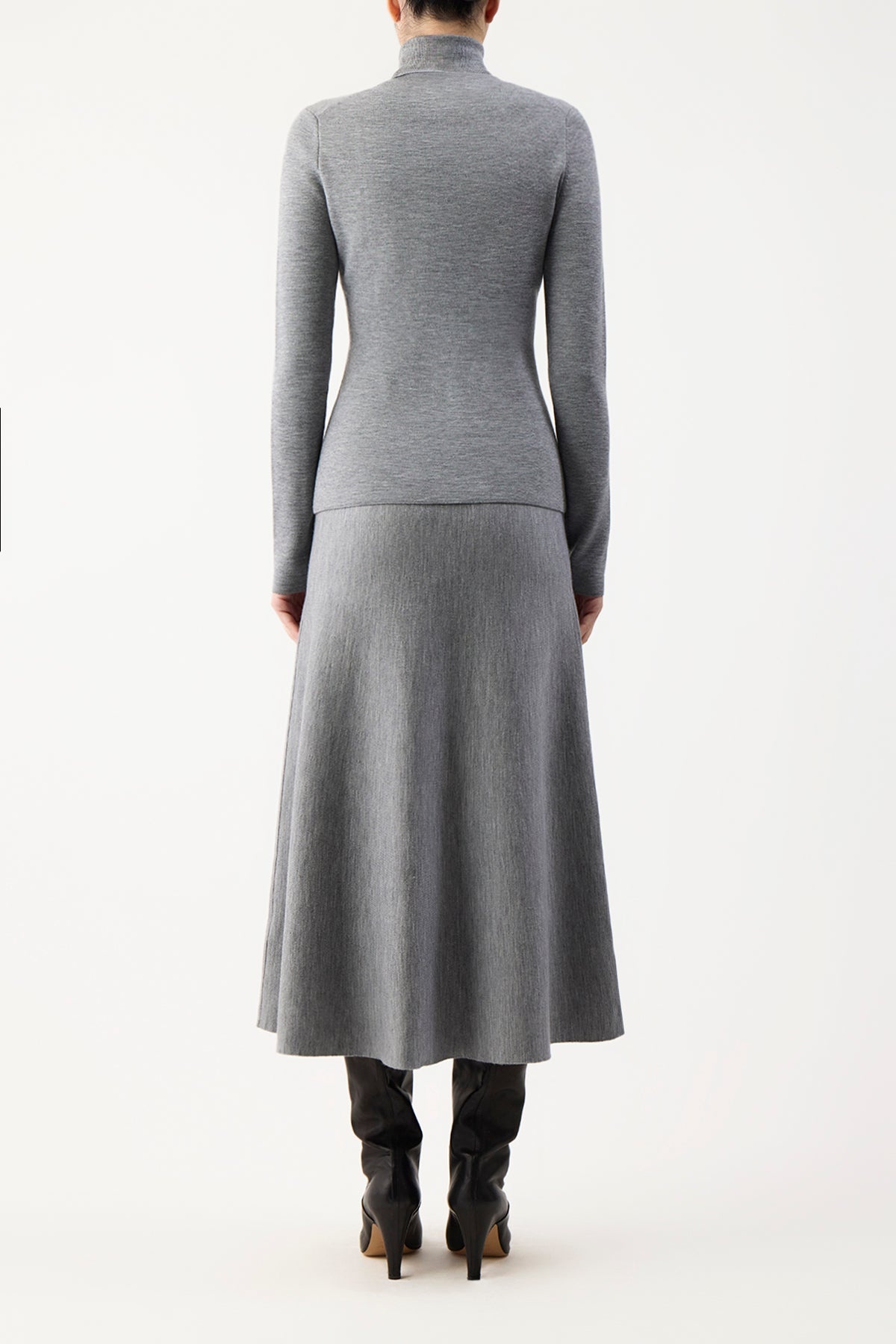 May Turtleneck in Heather Grey Cashmere Wool - 4