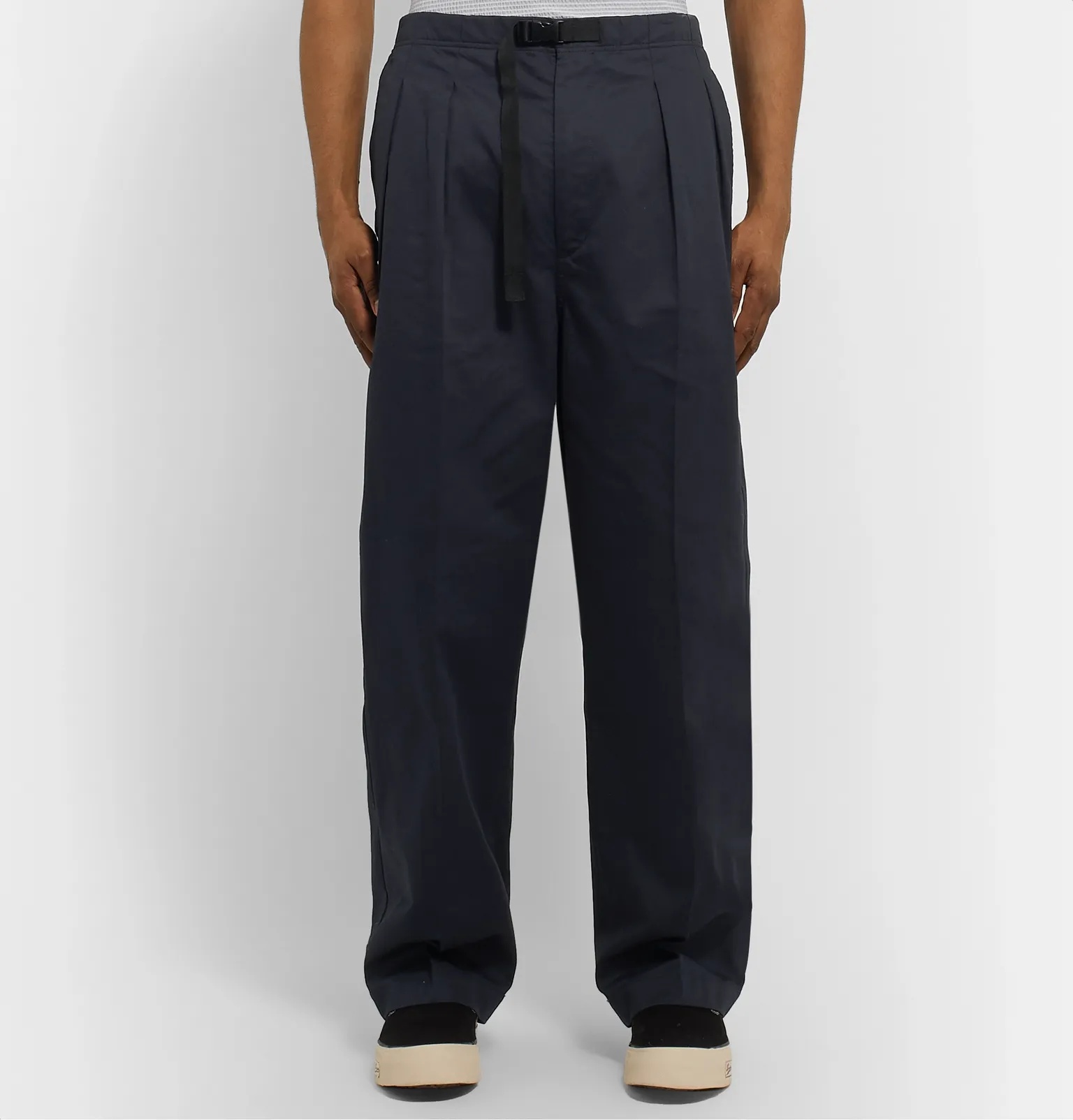 Tapered Belted Pleated Cotton-Poplin Trousers - 4