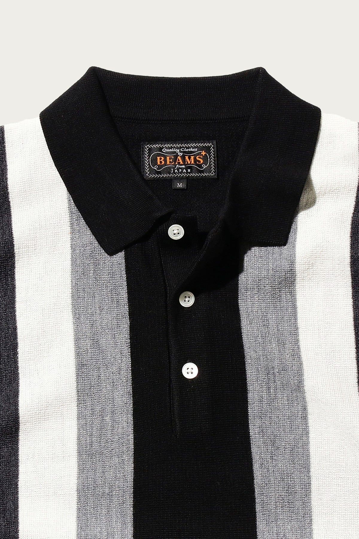 Striped Knit Polo - Black - 2