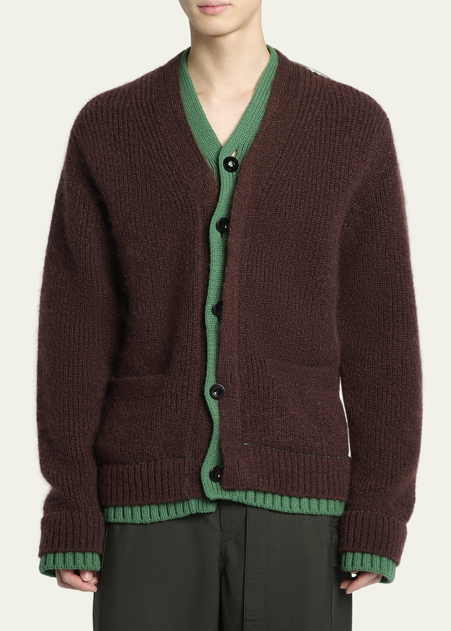 Men's Two-Tone Mohair Knit Cardigan - 4