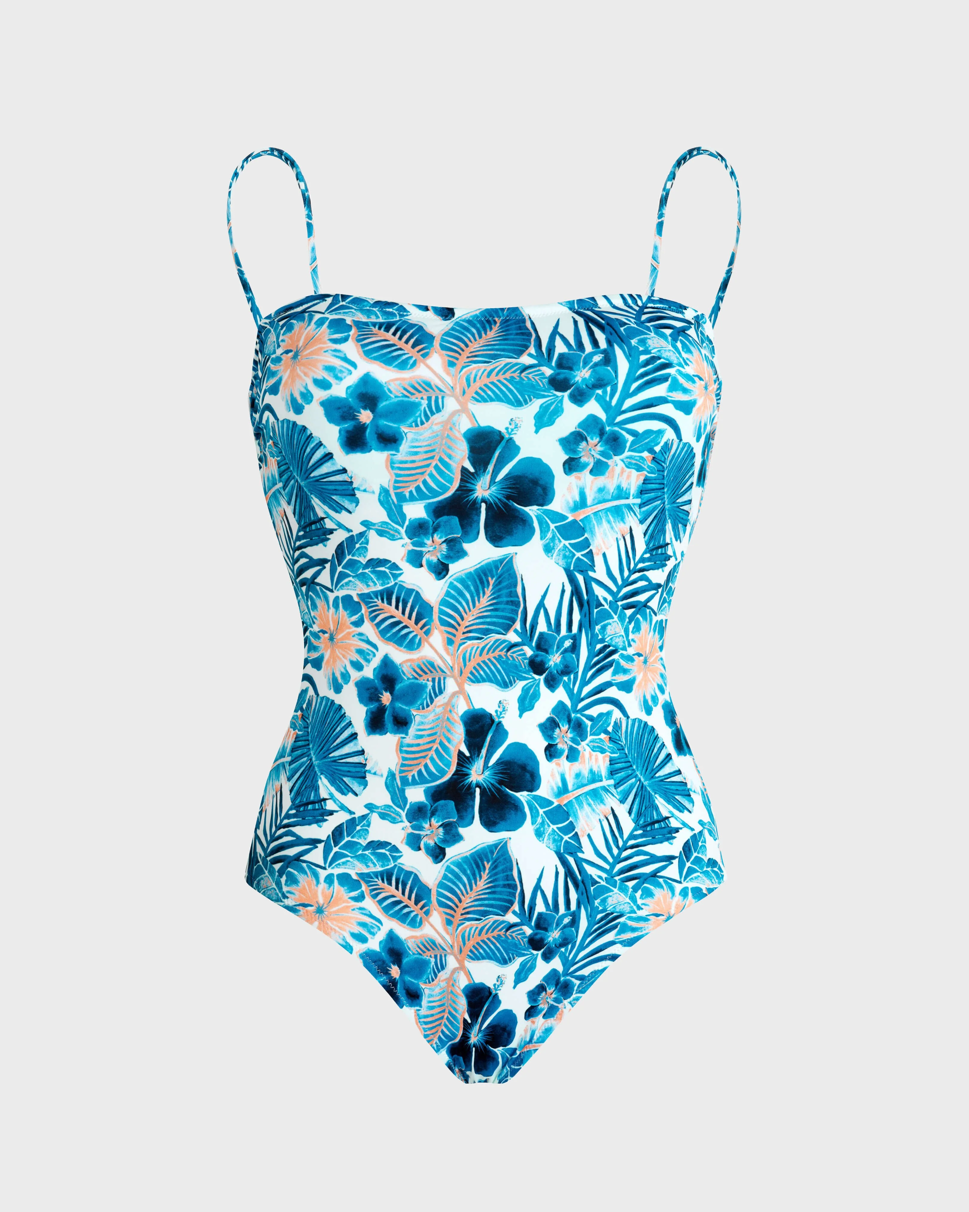 WOMEN BUSTIER ONE-PIECE SWIMSUIT ISLAND FLOWERS - 1