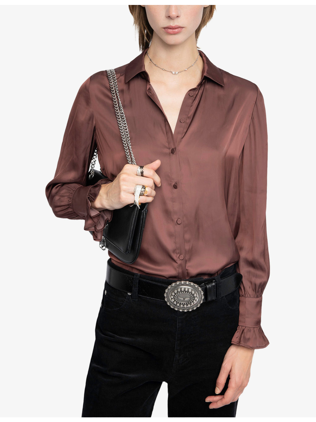 Thely Wing-Embellished Satin shirt - 4