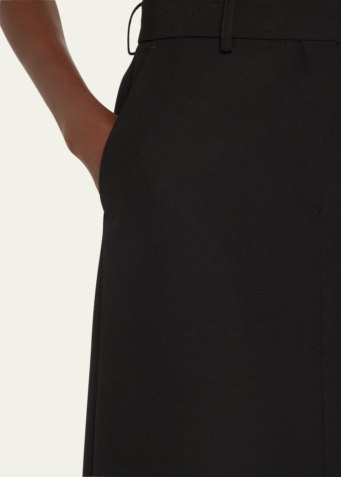 Low-Waist Tailored Straight Midi Skirt - 5
