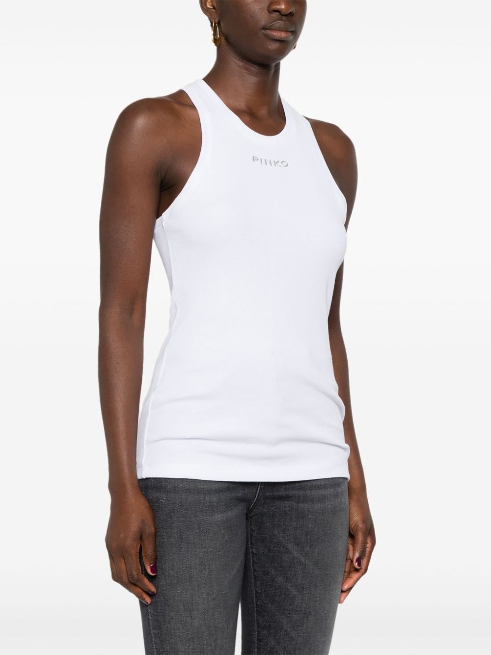 logo ribbed tank top - 3