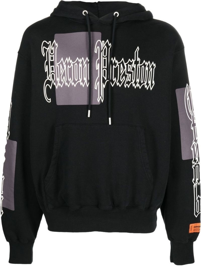 logo-print cotton hoodie - 1