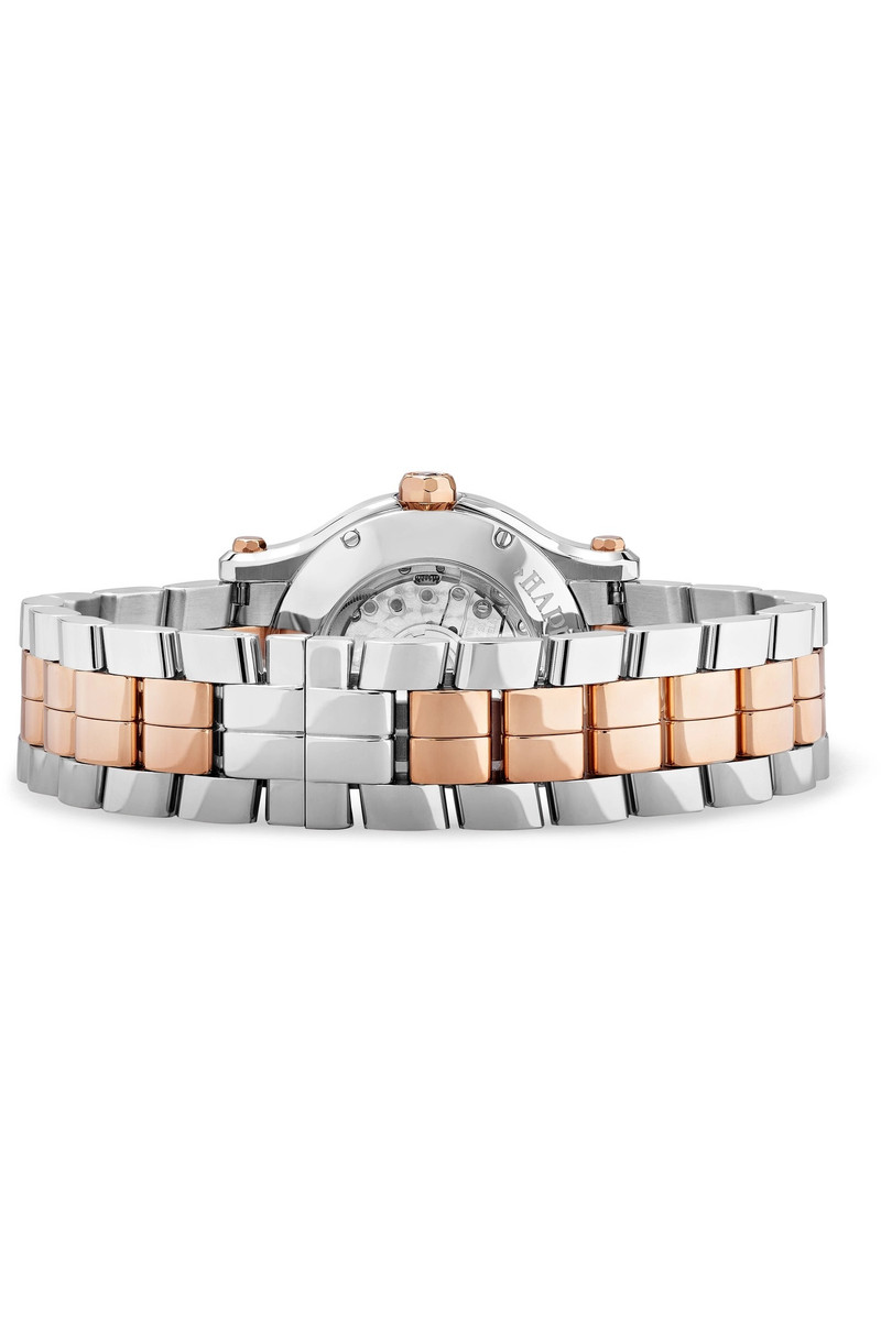 행복한 스포츠 자동적인 30mm 18-karat 장미 금, 스테인리스 및 다이아몬드 시계 7