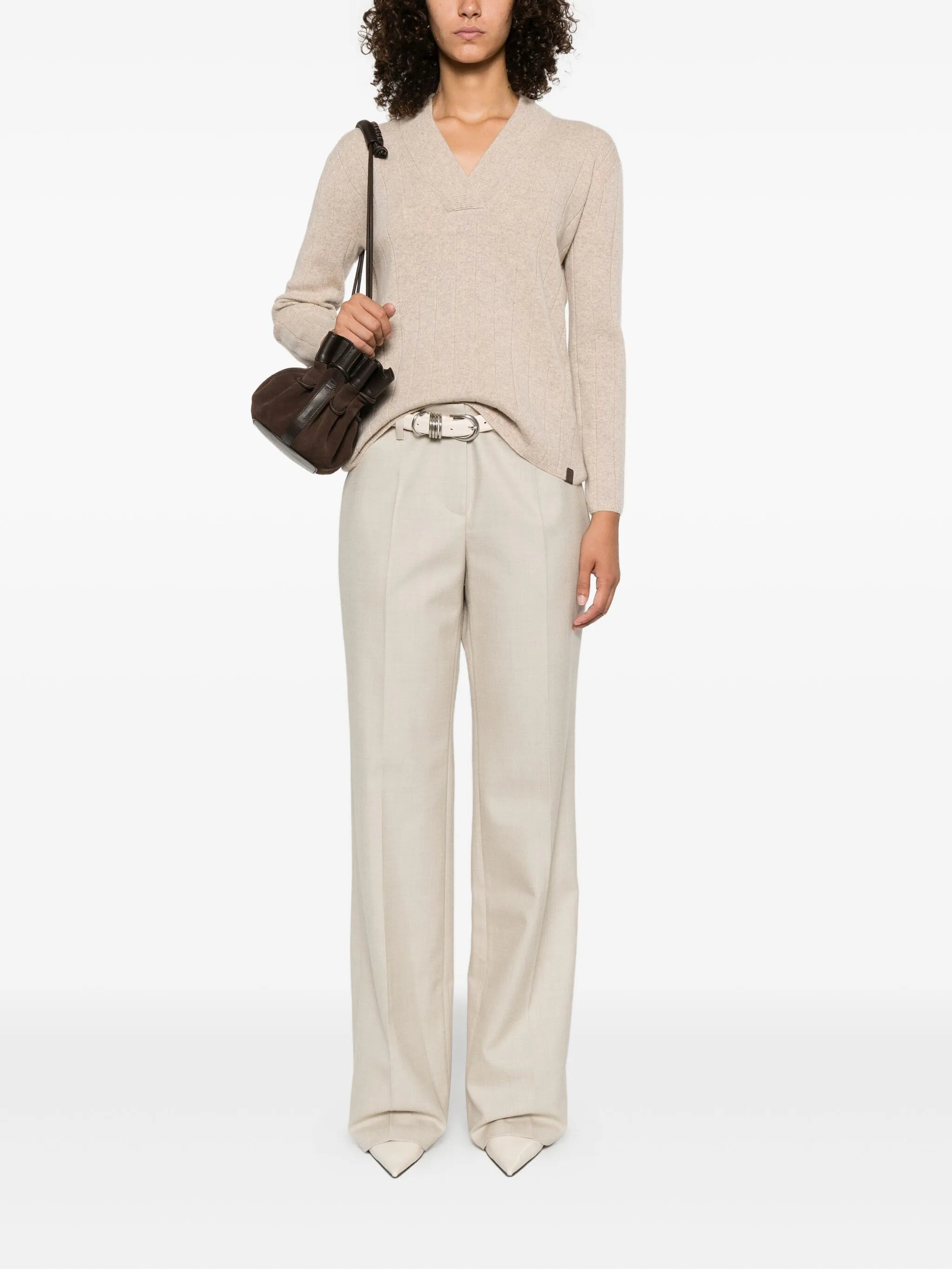 Max Mara Arten Ribbed V-neck Jumper - 3