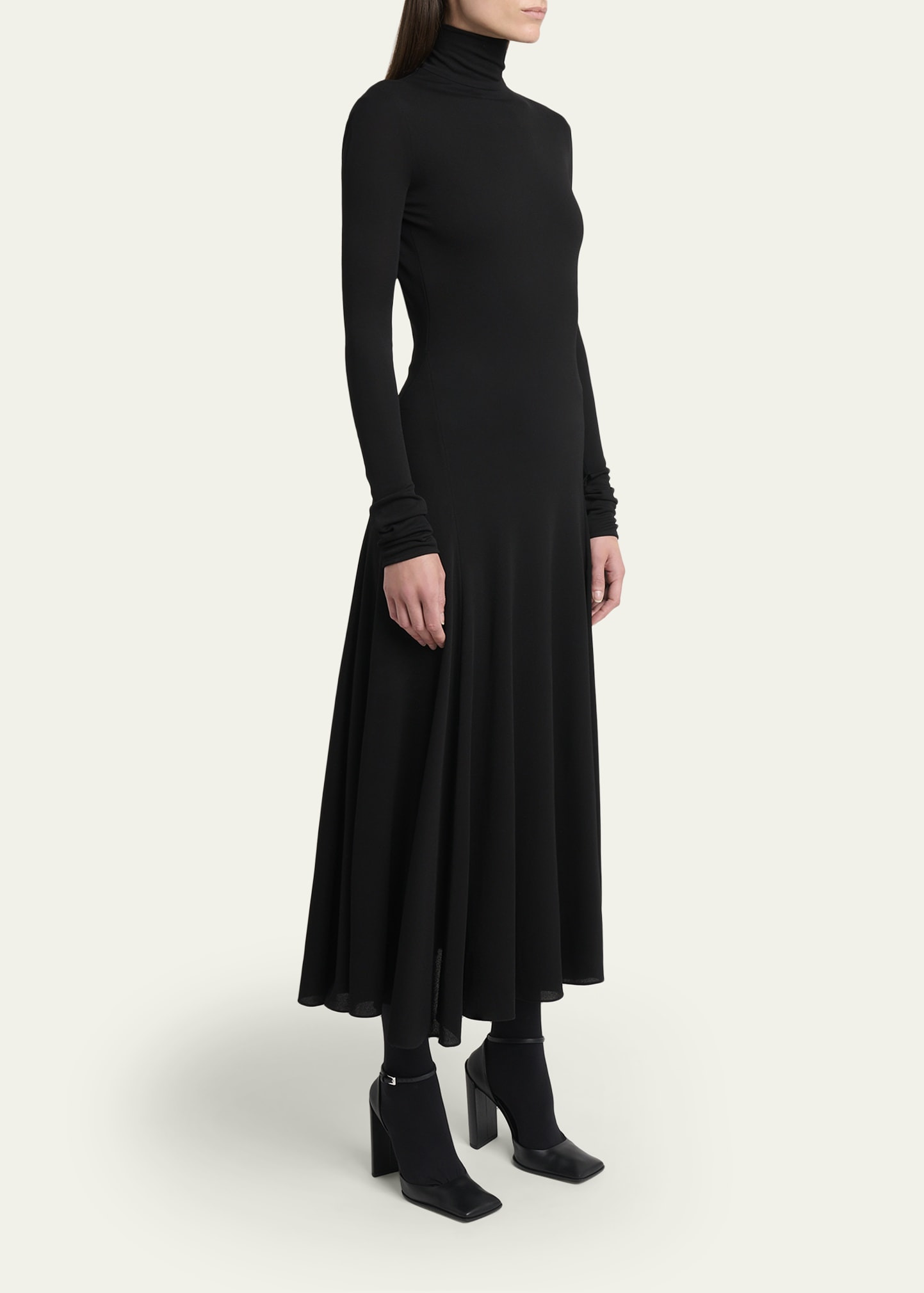 Heart Cutout Turtleneck Long-Sleeve Maxi Dress - 4