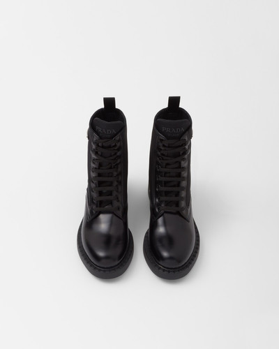 Prada Brushed-leather and Re-Nylon boots outlook