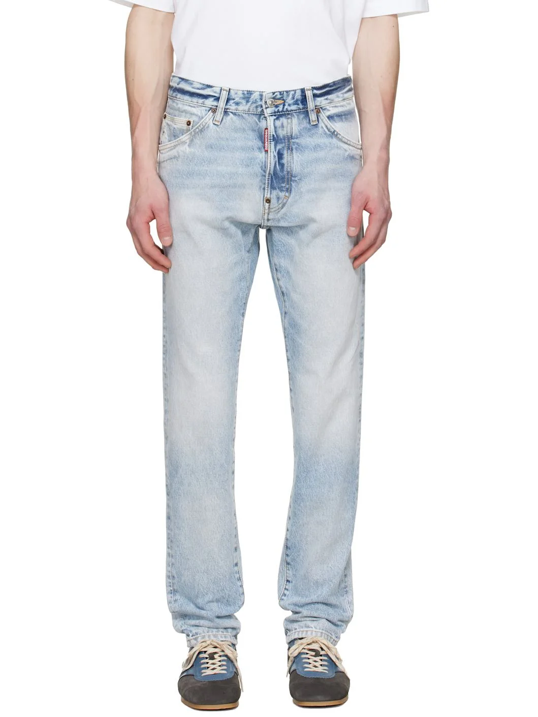 Blue Light Diagonale Wash Teddy Jeans - 1