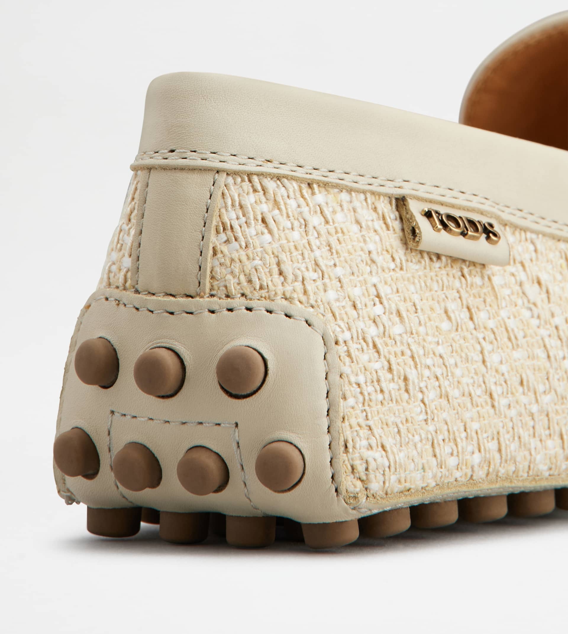 GOMMINO DRIVING SHOES IN FABRIC AND LEATHER - OFF WHITE - 5