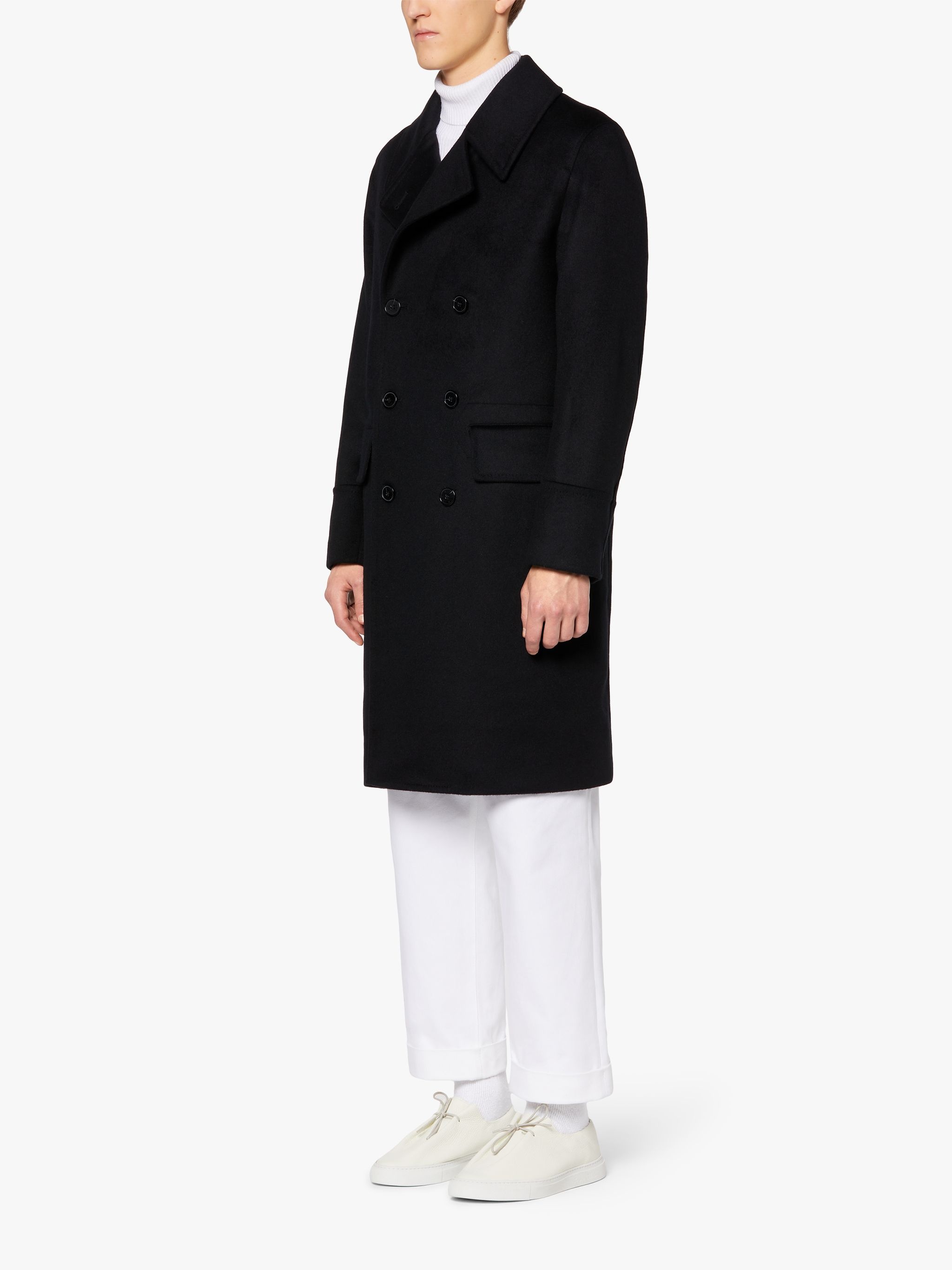 REDFORD BLACK WOOL & CASHMERE DOUBLE BREASTED COAT | GM-1101 - 4