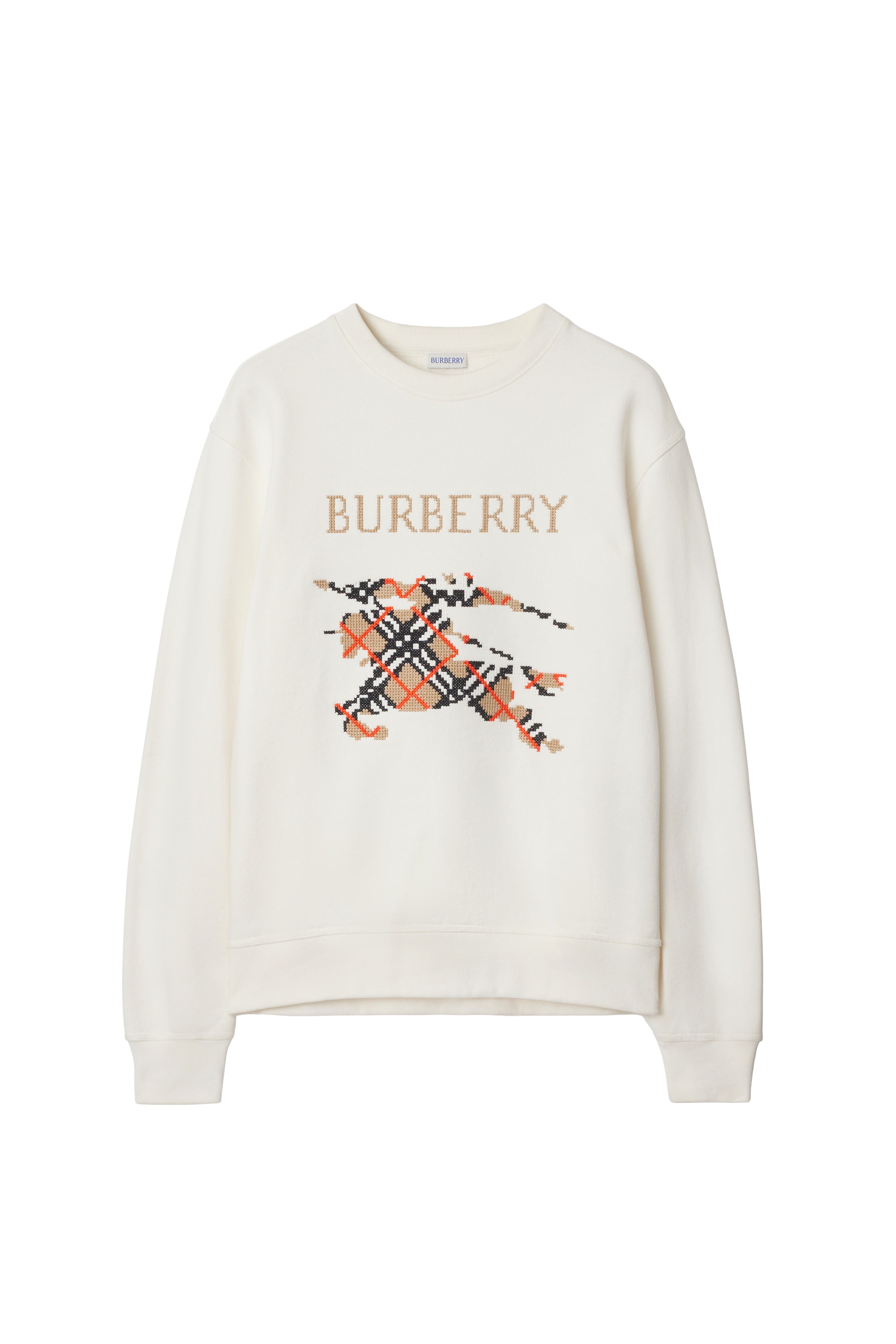 burberry Cross Stitch EKD  Cotton Sweatshirt in Chalk White at Nordstrom - 2