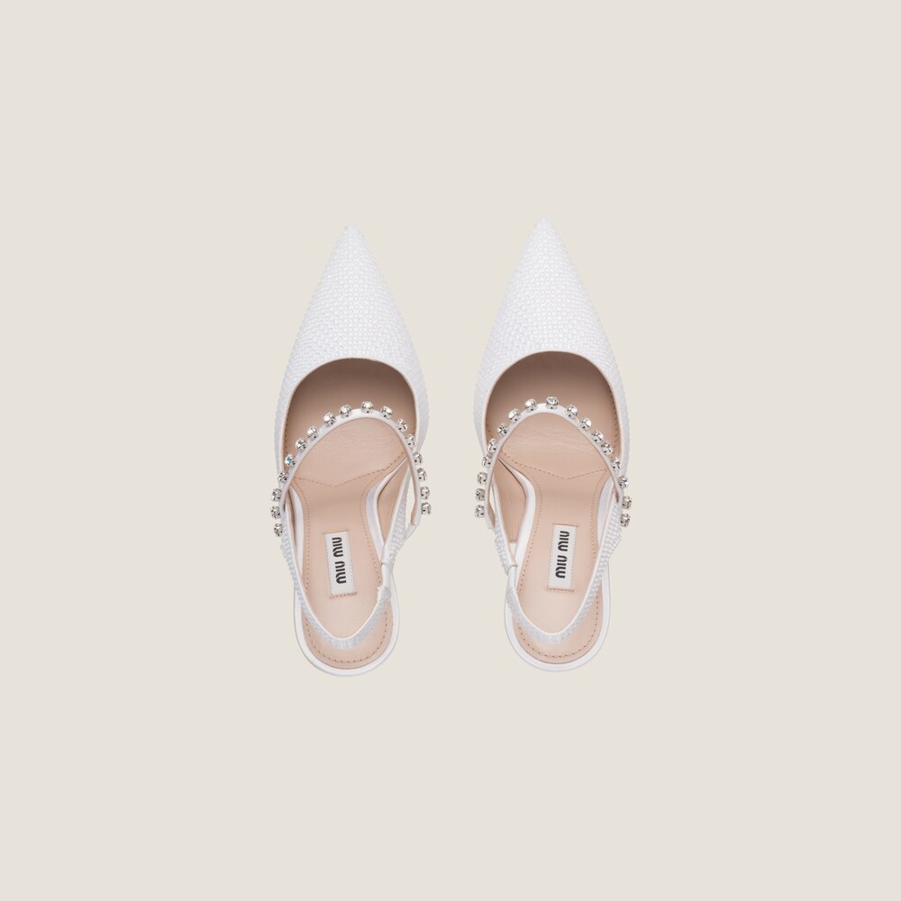Satin slingback pumps with crystals - 4