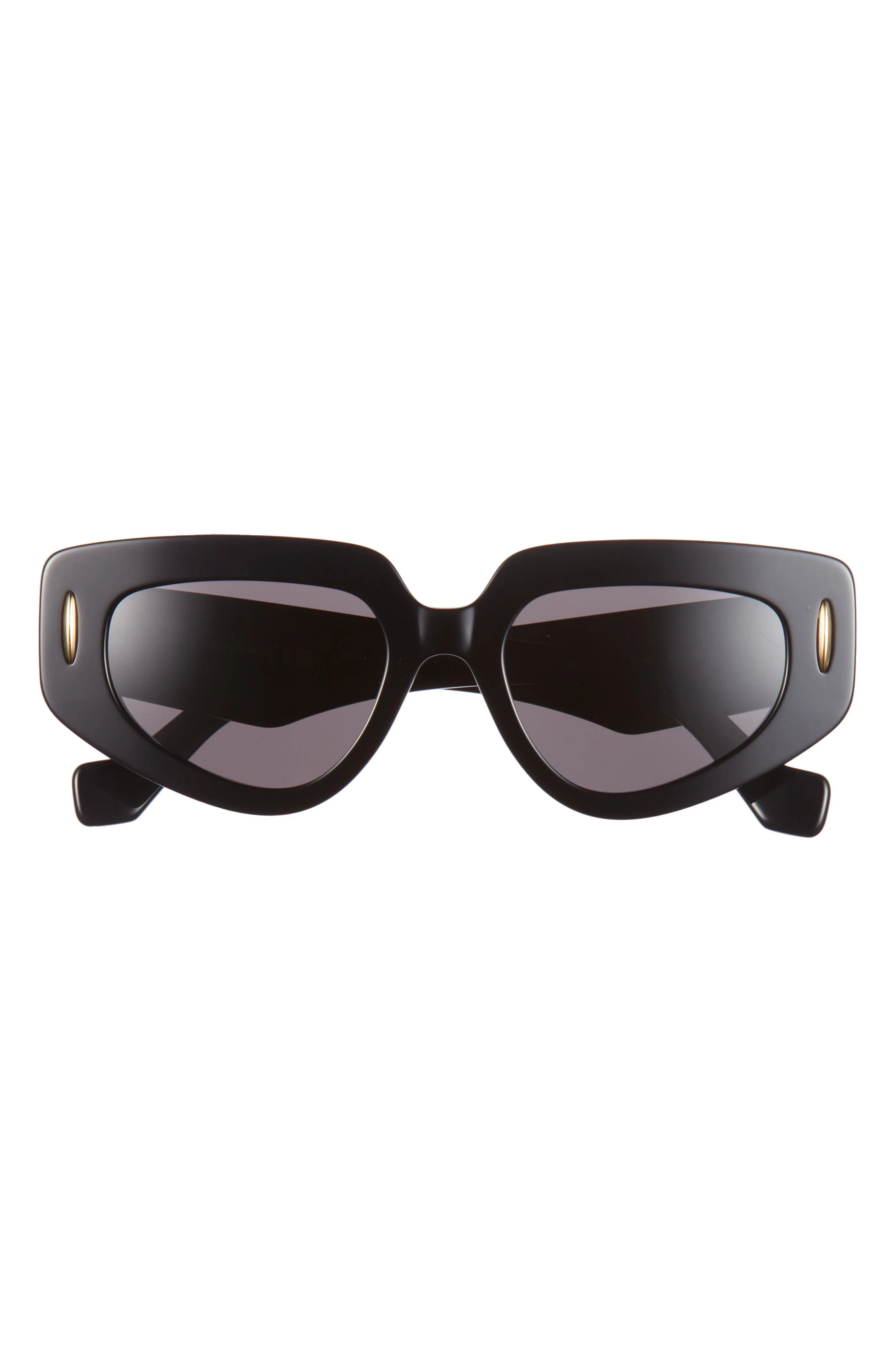 Loewe Anagram 51mm Geometric Sunglasses in Shiny Black /Smoke at Nordstrom - 1