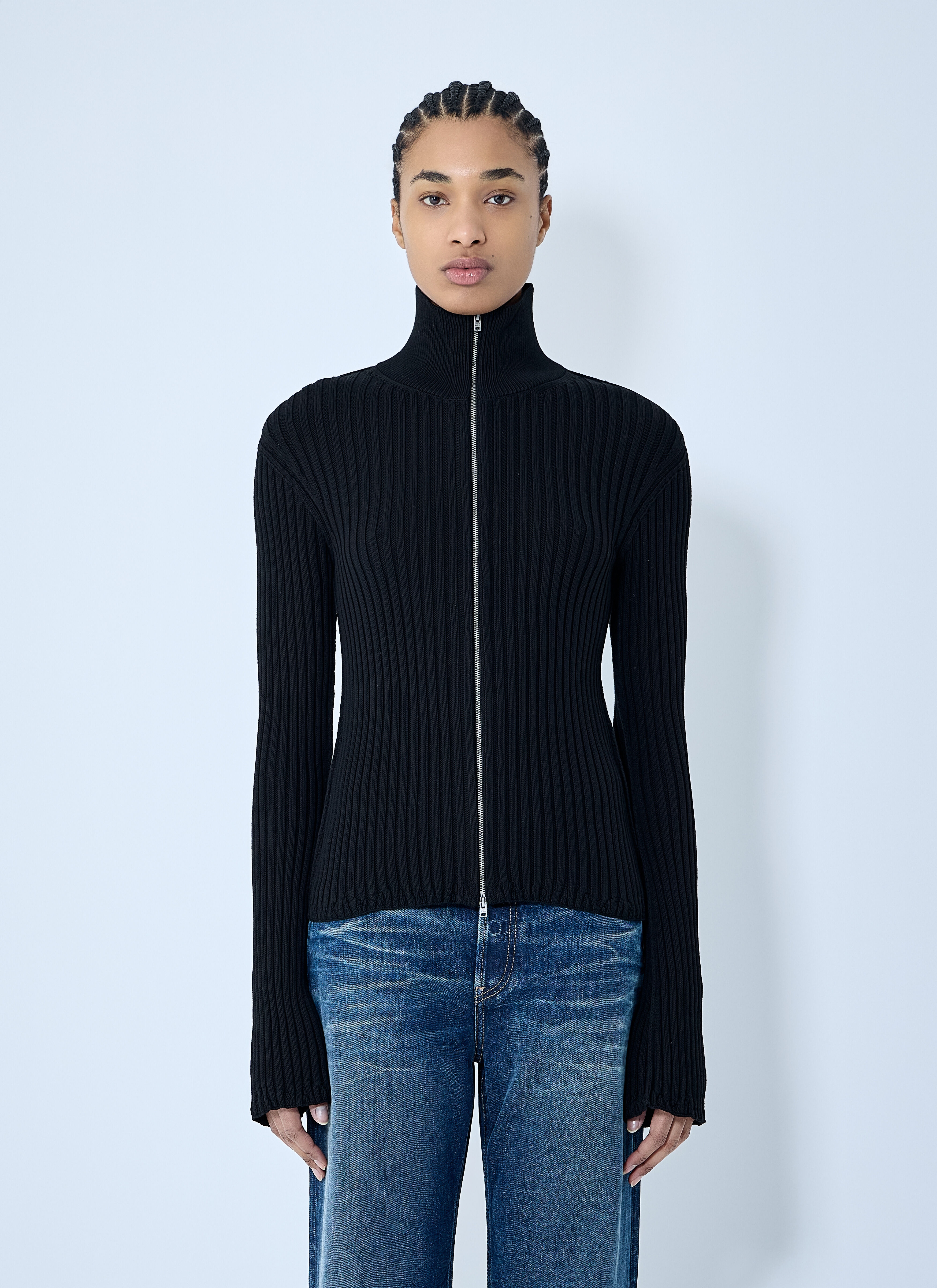 Zip-Up Knit Cardigan - 1