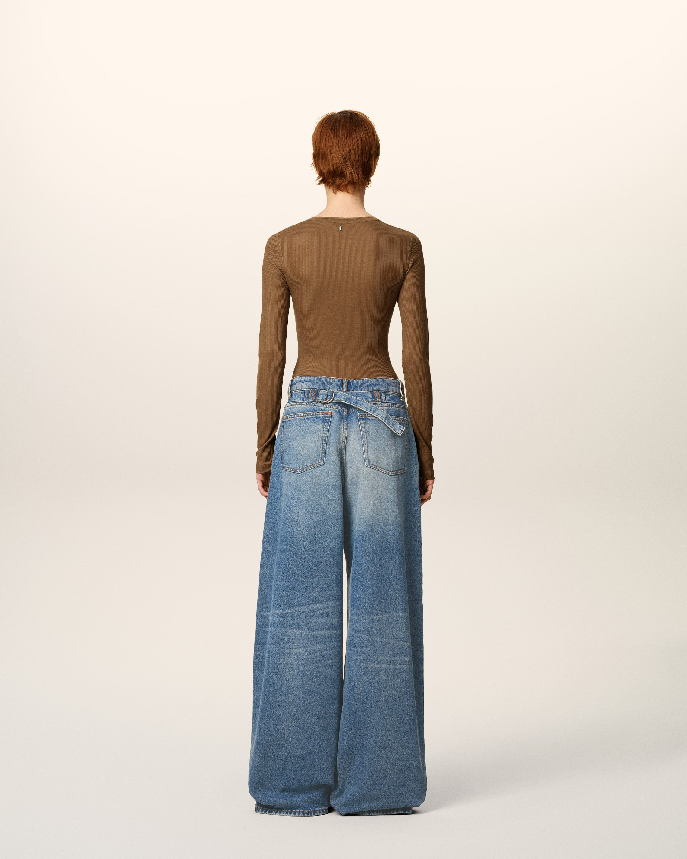 BLUE COTTON SUPER WIDE FIT JEANS - 4