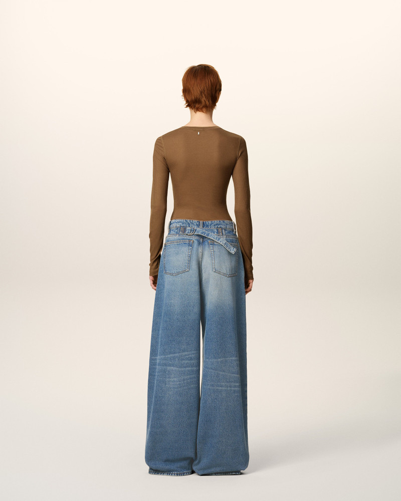 BLUE COTTON SUPER WIDE FIT JEANS 4