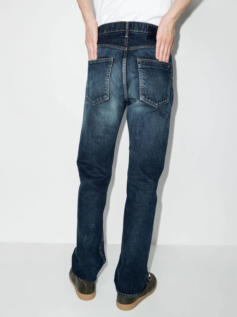 distressed straight-leg denim jeans - 3