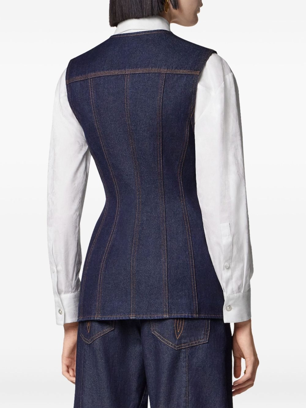denim button-up vest - 4