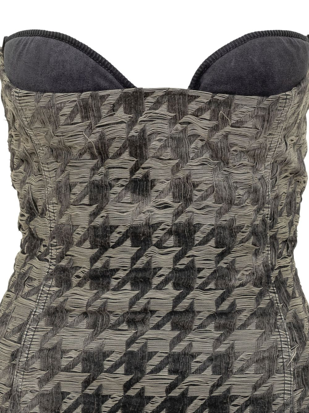houndstooth frayed dress - 4