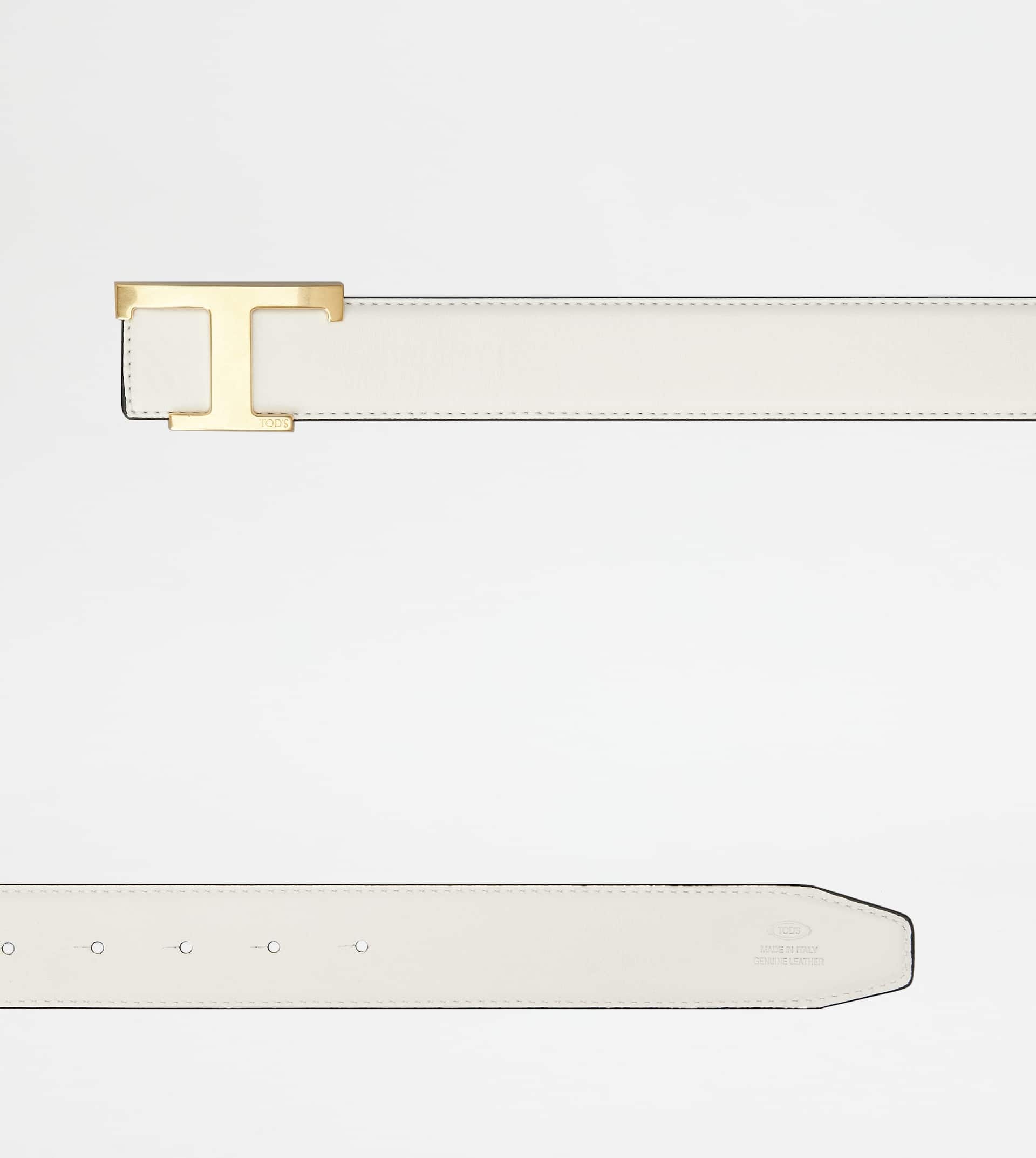 T TIMELESS REVERSIBLE BELT IN LEATHER - WHITE - 3
