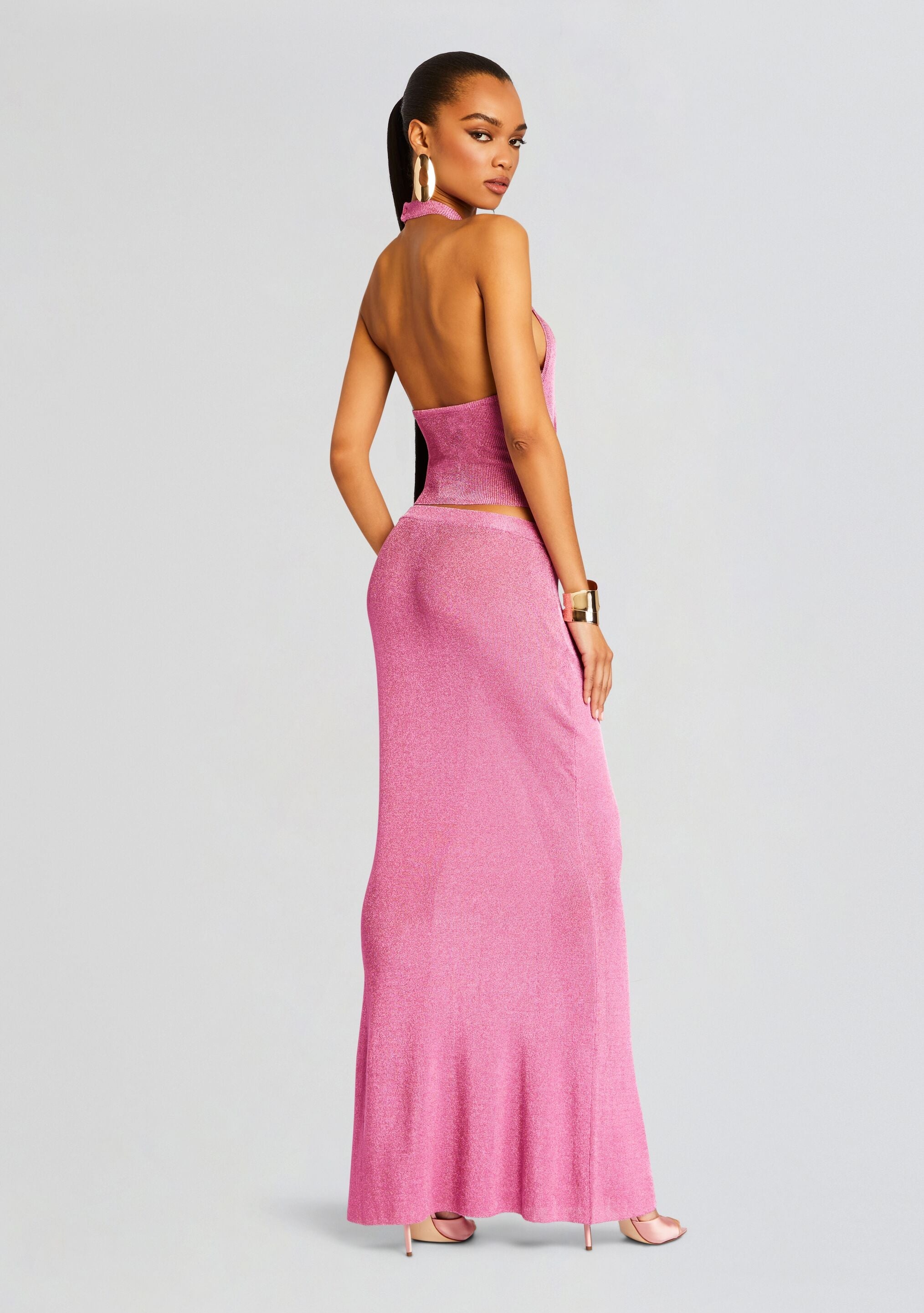 HARMONY METALLIC KNIT MAXI SKIRT - 4