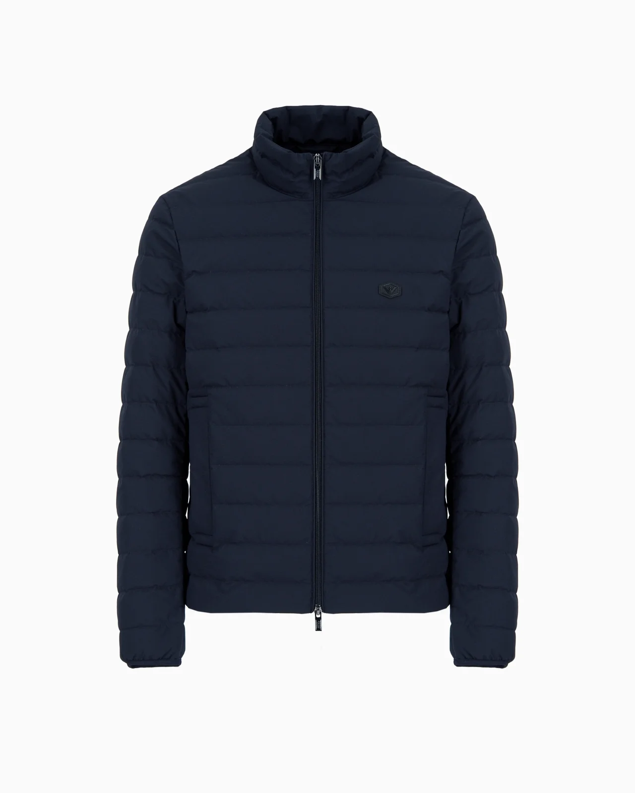 Quilted nylon full-zip down jacket with eagle logo patch - 1