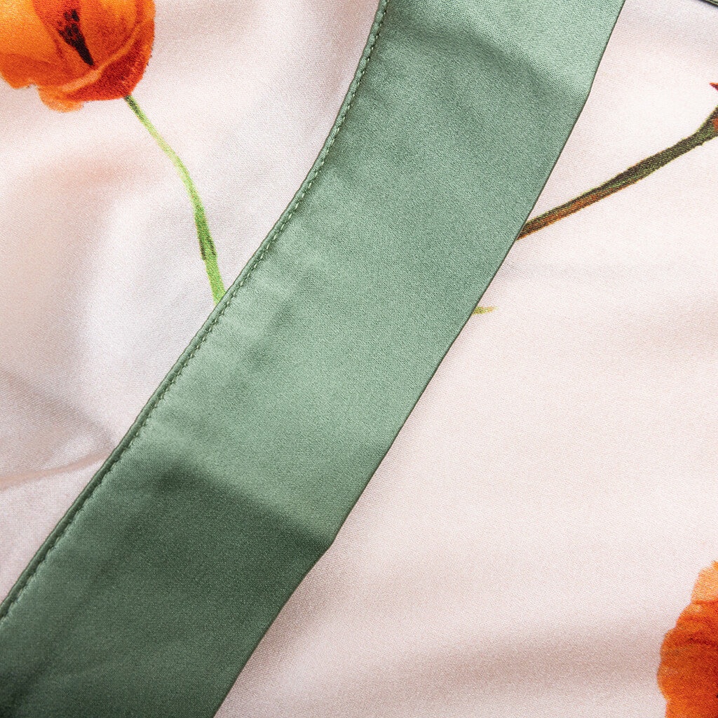 COLOR BLOCK S/S SILK SHIRT - POPPY IVORY - 5