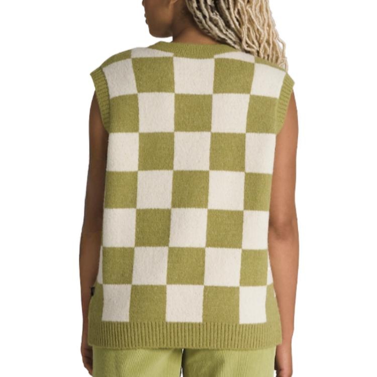 (WMNS) Vans Courtyard Checker Sweater Vest 'Green White' VN000F6WBD4 - 4